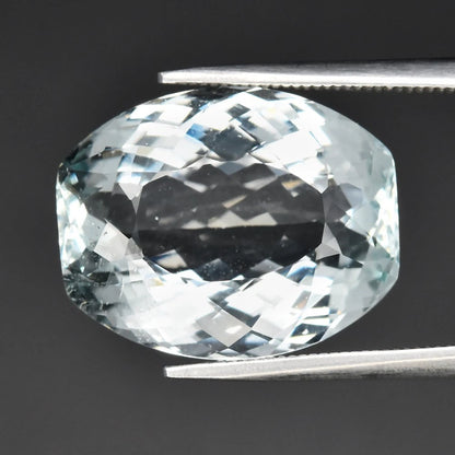 11.42ct ETW Light Greenish Blue Aquamarine Gemstone – Cushion Cut