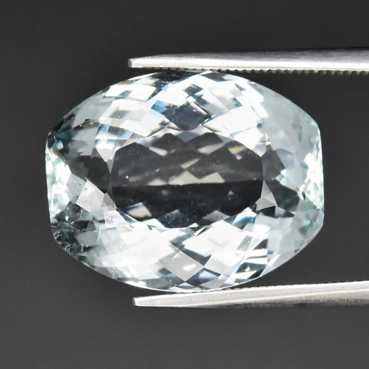 11.42ct ETW Light Greenish Blue Aquamarine Gemstone – Cushion Cut