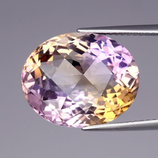 12.09ct ETW Earth-Mined Ametrine – Oval Rose Cut, Unheated