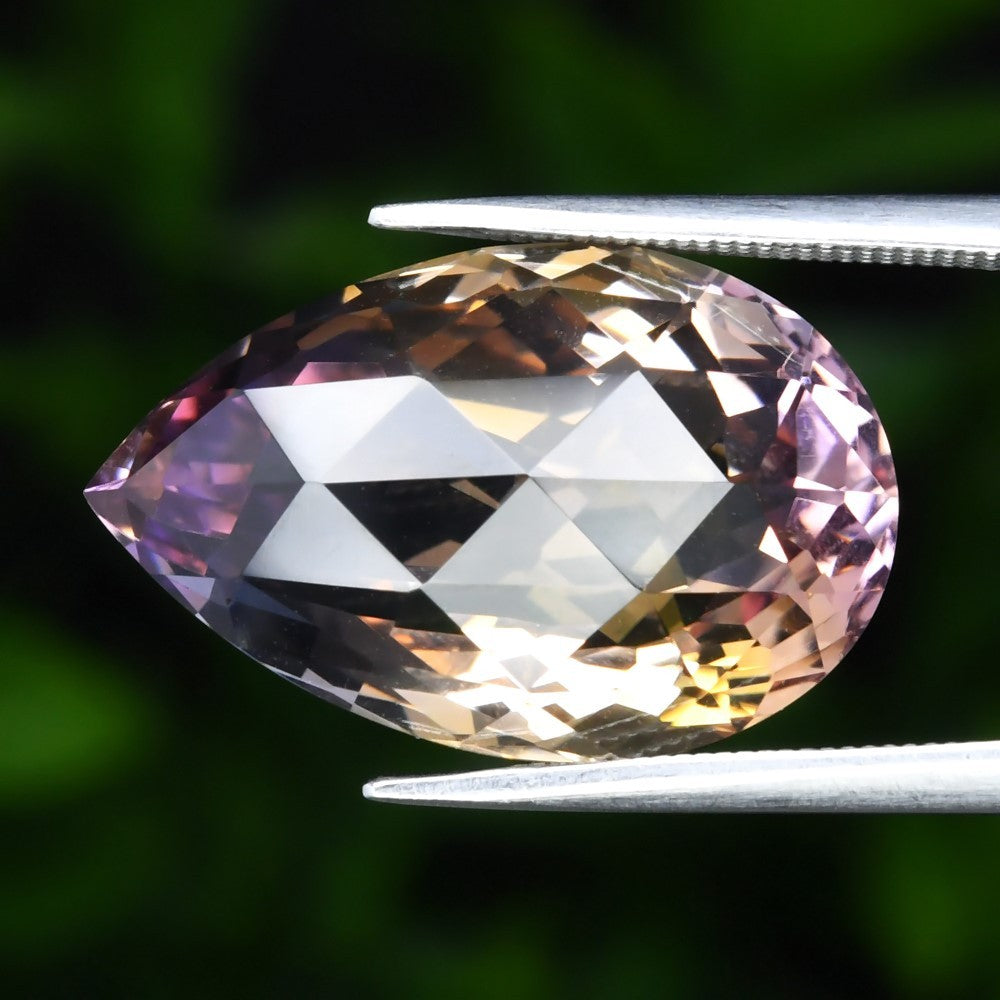 13.18ct ETW Earth-Mined Yellow & Purple Ametrine – Pear Rose Cut, Large Stone