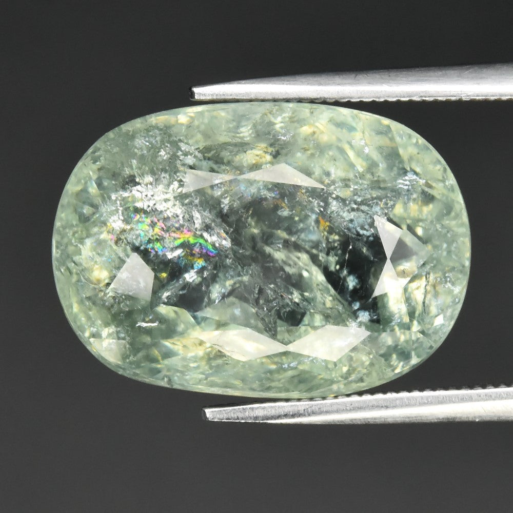13.50ct ETW Light Green Tourmaline Gemstone – Oval Cut