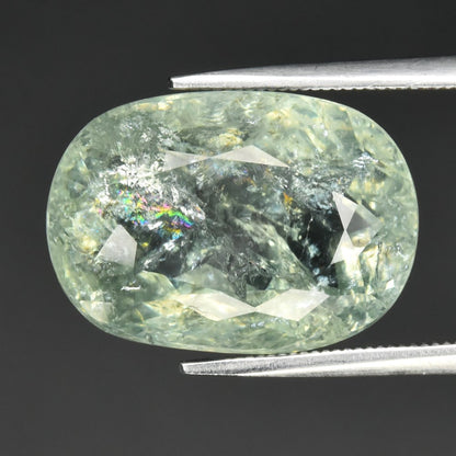 13.50ct ETW Light Green Tourmaline Gemstone – Oval Cut