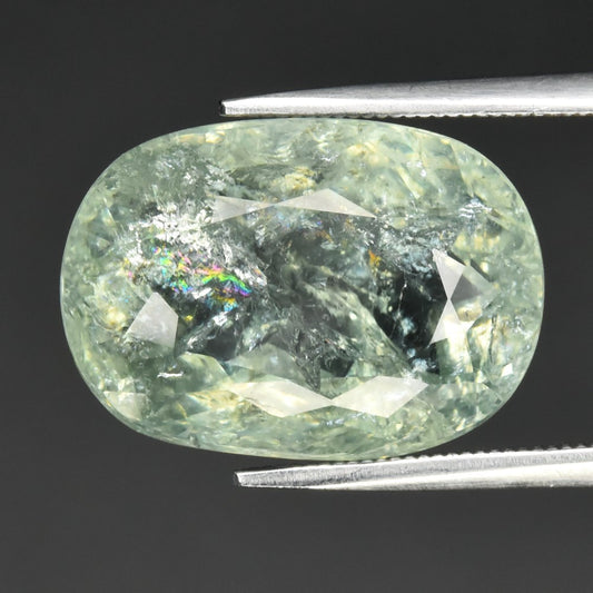 13.50ct ETW Light Green Tourmaline Gemstone – Oval Cut
