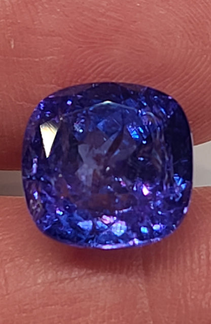 13.53ct ETW Earth-Mined Tanzanite – Cushion Cut, Large Stone