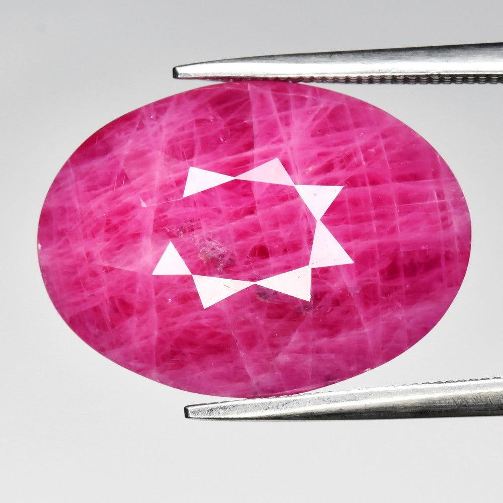 14.56ct ETW Purplish Red Ruby Gemstone – Oval Cut