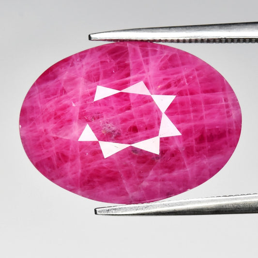 14.56ct ETW Purplish Red Ruby Gemstone – Oval Cut