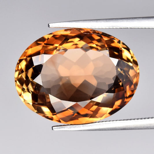 14.99ct ETW Earth-Mined Champagne Topaz – Oval, Large Stone