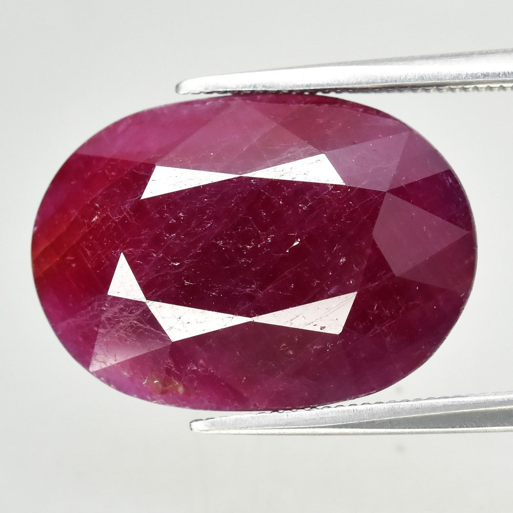 15.03ct ETW Purplish Red Ruby Gemstone – Oval Cut