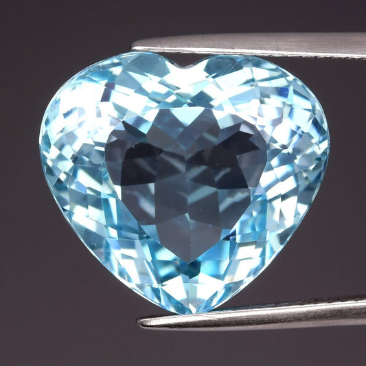 18.97ct ETW Earth-Mined Blue Topaz – Heart Cut, Large Stone