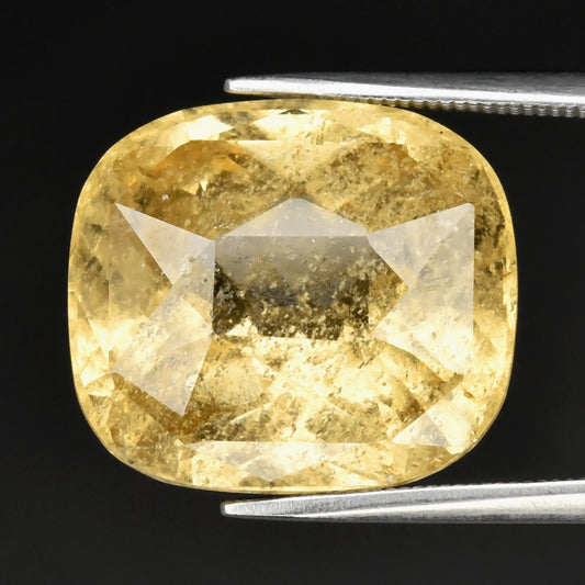 19.09ct ETW Earth-Mined Yellow Grossular Garnet – Cushion Cut, Large Stone