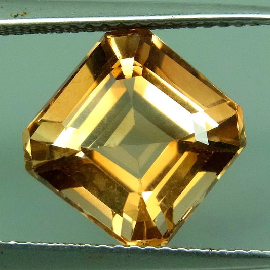 6.77ct ETW Apricot Peach Topaz Gemstone - Brazil - Asscher Cut
