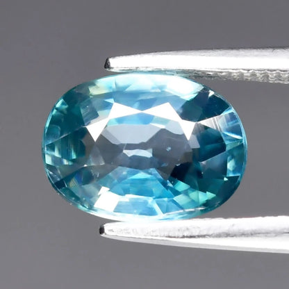 2.02ct 8.2x6mm VS Oval Natural Greenish Blue Zircon - Gentle Heat, Cambodia