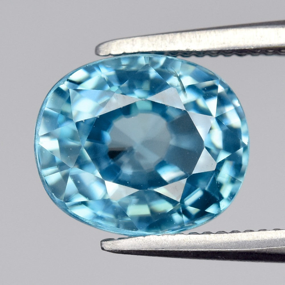 2.36ct ETW Blue Zircon Gemstone – Oval Cut