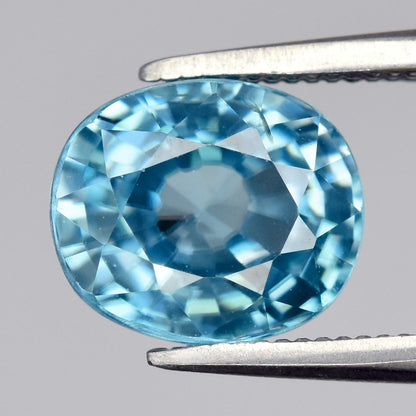 2.36ct ETW Blue Zircon Gemstone – Oval Cut