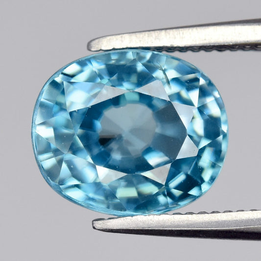 2.36ct ETW Blue Zircon Gemstone – Oval Cut