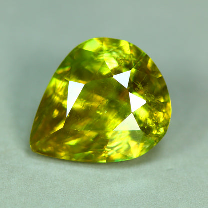 2.38ct ETW Earth-Mined Yellowish Green Sphene – Pear Cut, Unheated