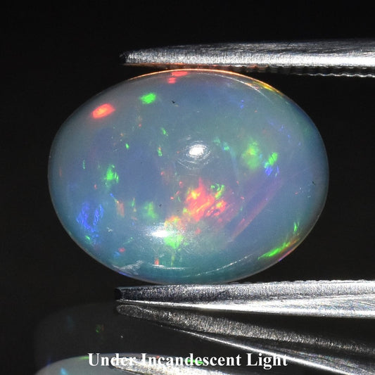 2.40ct ETW White Opal Gemstone – Oval Cabochon Cut