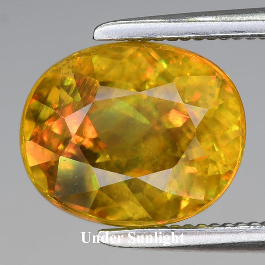 2.49ct ETW Greenish Yellow Sphene Gemstone – Oval Cut