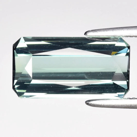 2.75ct ETW Bluish Green Tourmaline Gemstone - Elongated Emerald Cut