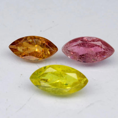 2.75ct ETW Fancy Color Tourmaline Gemstone Lot – Marquise Cut (3pcs)