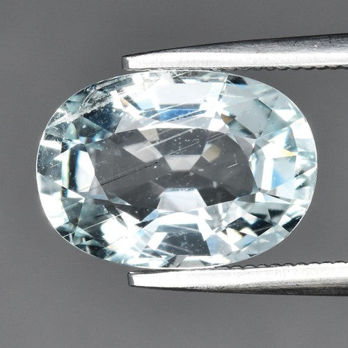 2.79ct ETW Earth-Mined Very Light Greenish Blue Aquamarine – Oval Cut, Unheated