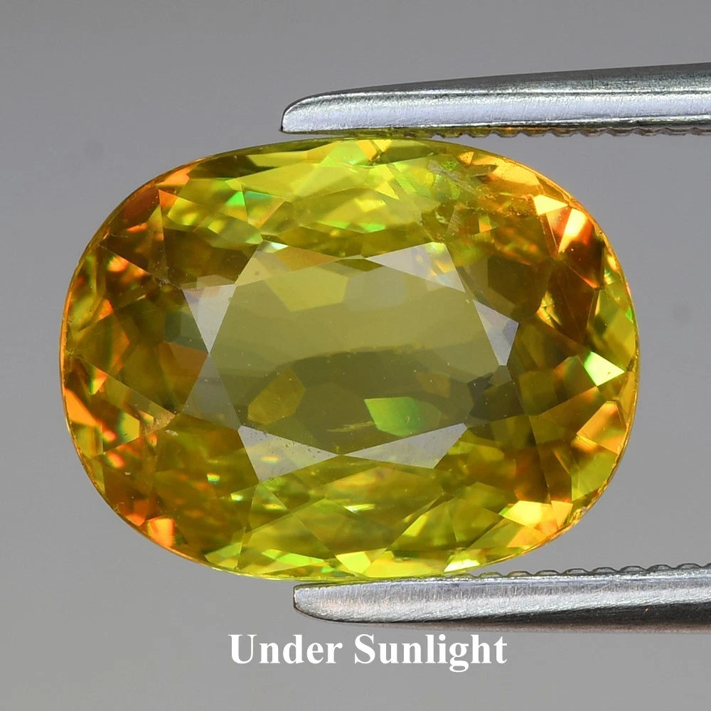 2.80ct ETW Yellowish Green Sphene Gemstone - Oval Cut
