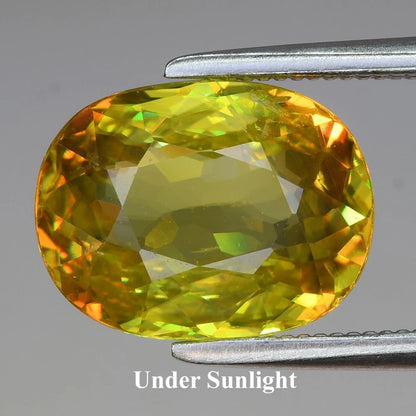 2.80ct ETW Yellowish Green Sphene Gemstone - Oval Cut