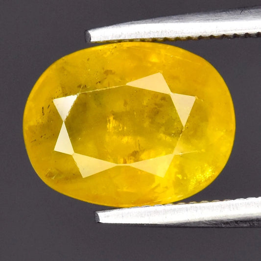 2.96ct ETW Silky Yellow Sapphire Gemstone – Oval Cut