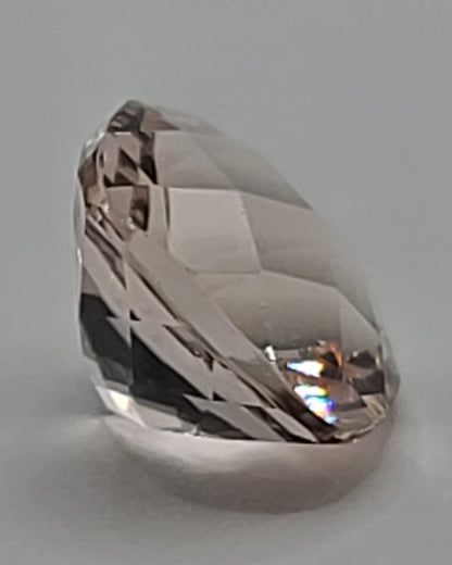 3.0ct ETW Natural Morganite Gemstone - Square Cut, Checkerboard Pattern