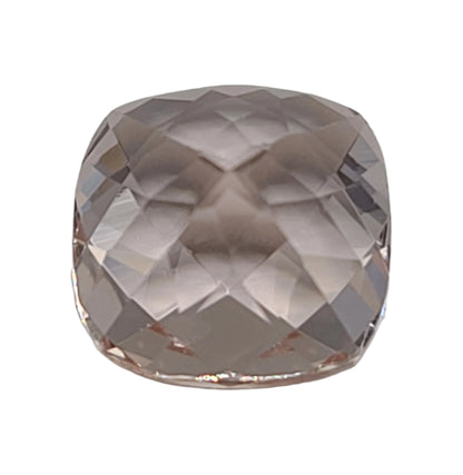 3.0ct ETW Natural Morganite Gemstone - Square Cut, Checkerboard Pattern