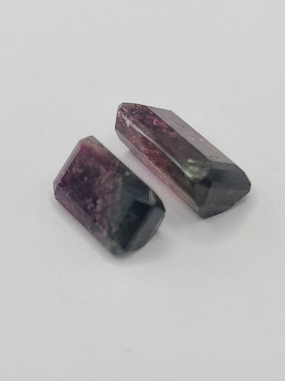 8.7ct ETW Pair of Natural Tri-Color Tourmaline - Emerald Cut