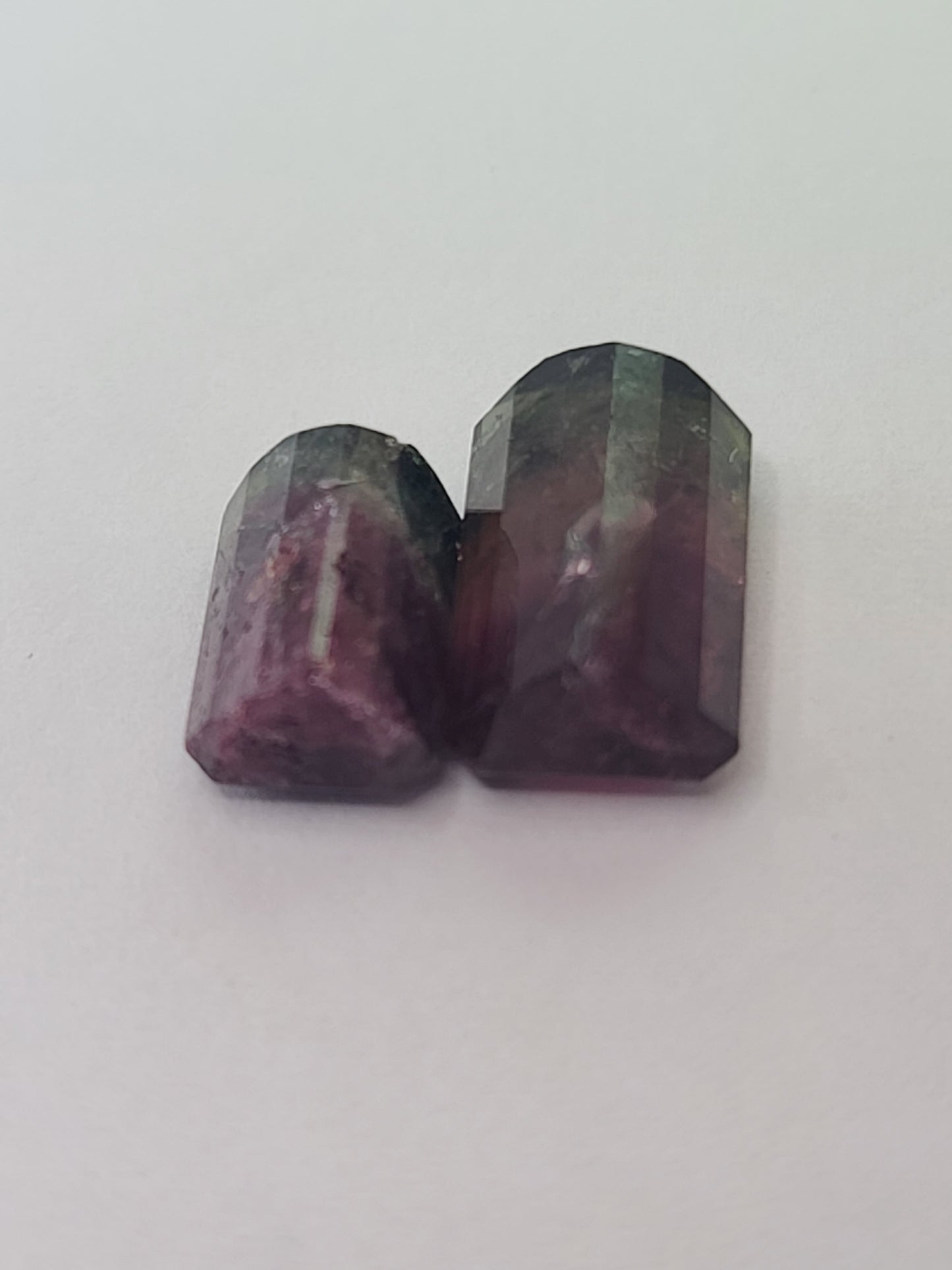 8.7ct ETW Pair of Natural Tri-Color Tourmaline - Emerald Cut