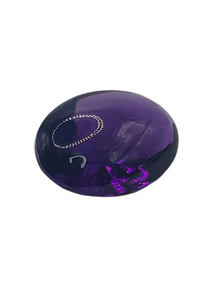 15.13ct ETW Natural Amethyst Gemstone - Oval Cut w/ Cabochon Crown