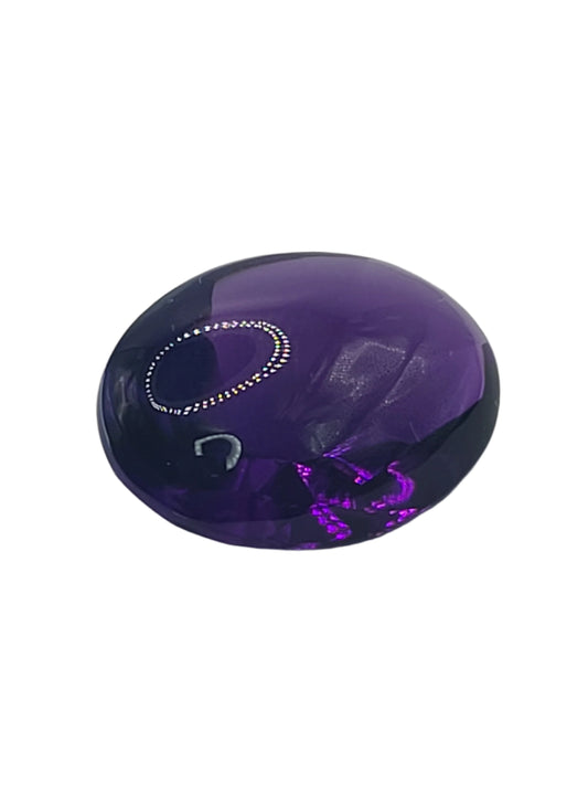 15.13ct ETW Natural Amethyst Gemstone - Oval Cut w/ Cabochon Crown