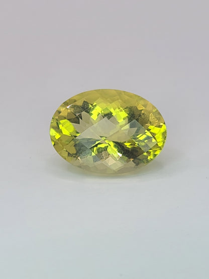 11.7ct ETW Natural Lemon Quartz Gemstone - Oval Cut