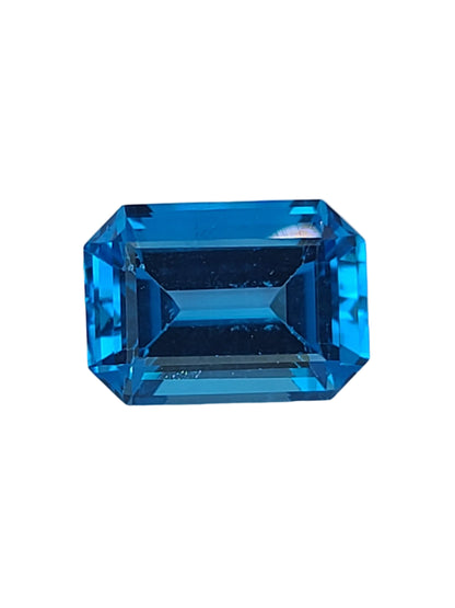 9.26ct ETW Natural Swiss Blue Topaz Gemstone - Emerald Cut