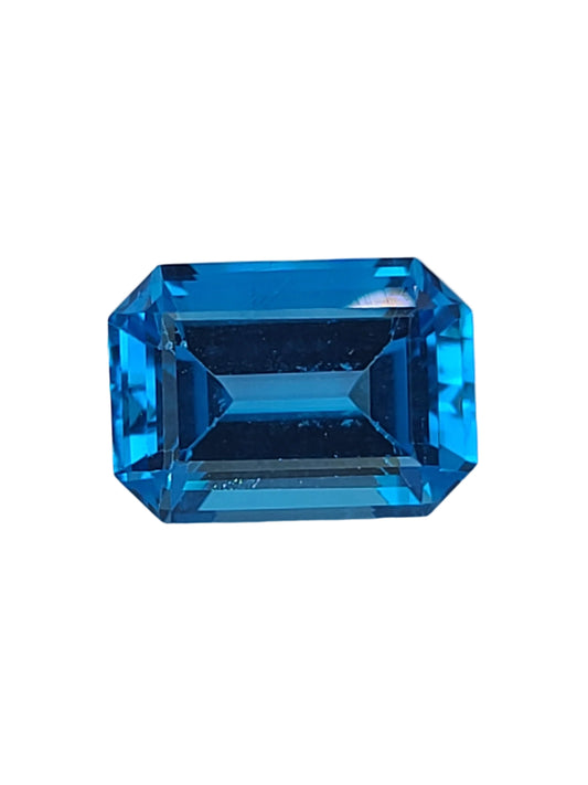 9.26ct ETW Natural Swiss Blue Topaz Gemstone - Emerald Cut