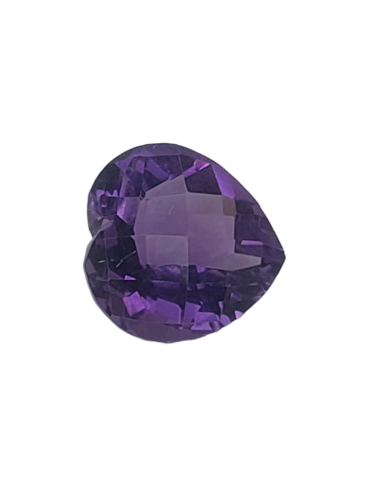 5.23ct ETW Natural Amethyst Gemstone - Heart Cut Checkerboard Pattern
