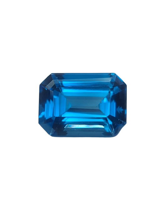 8.95ct ETW Natural Swiss Blue Topaz Gemstone - Emerald Cut