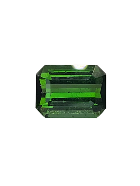 6.43ct ETW Natural Green Tourmaline Gemstone - Emerald Cut