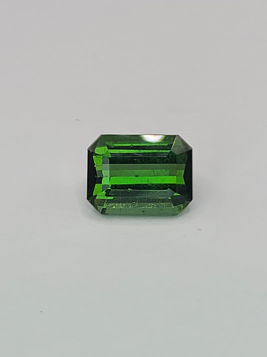 6.43ct ETW Natural Green Tourmaline Gemstone - Emerald Cut