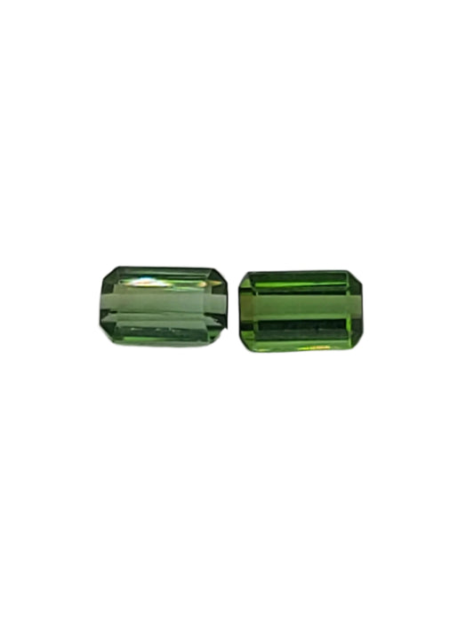 2.52ct ETW Pair Of Natural Green Tourmaline Gemstone - Emerald Cut