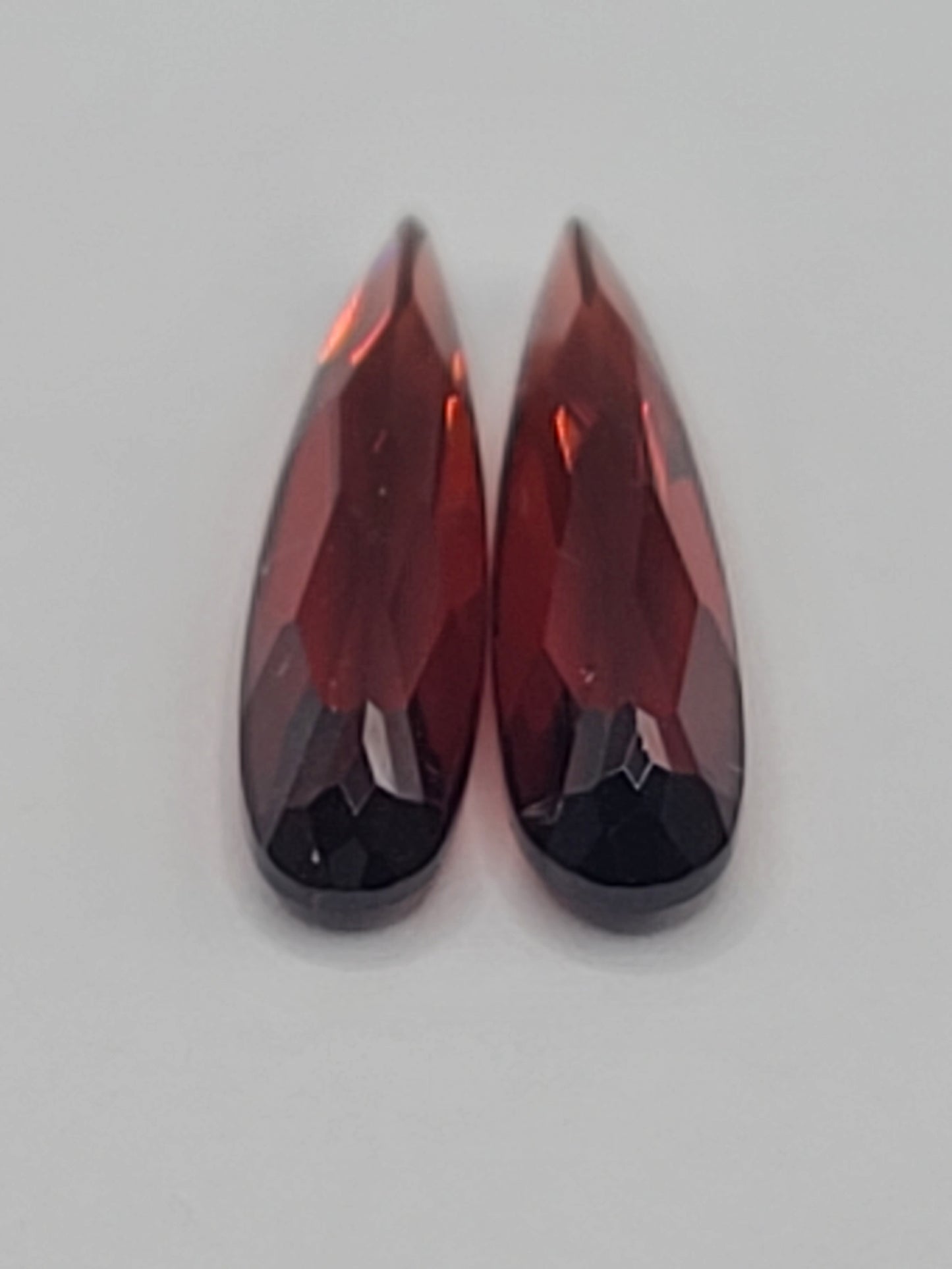 4.1ct ETW Pair of Red Garnet Gemstones - Elongated Pear Cut