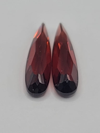 4.1ct ETW Pair of Red Garnet Gemstones - Elongated Pear Cut