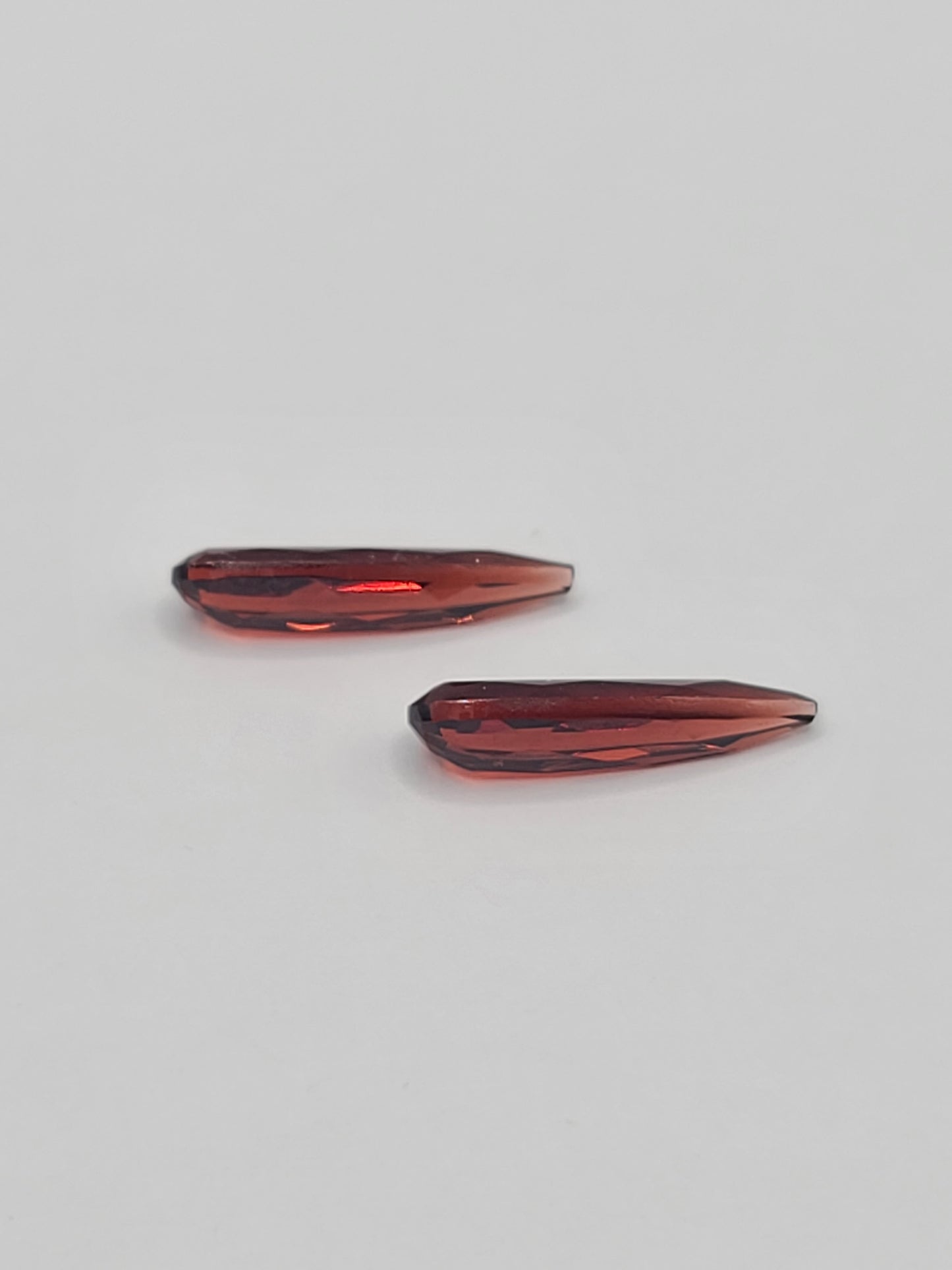 4.1ct ETW Pair of Red Garnet Gemstones - Elongated Pear Cut