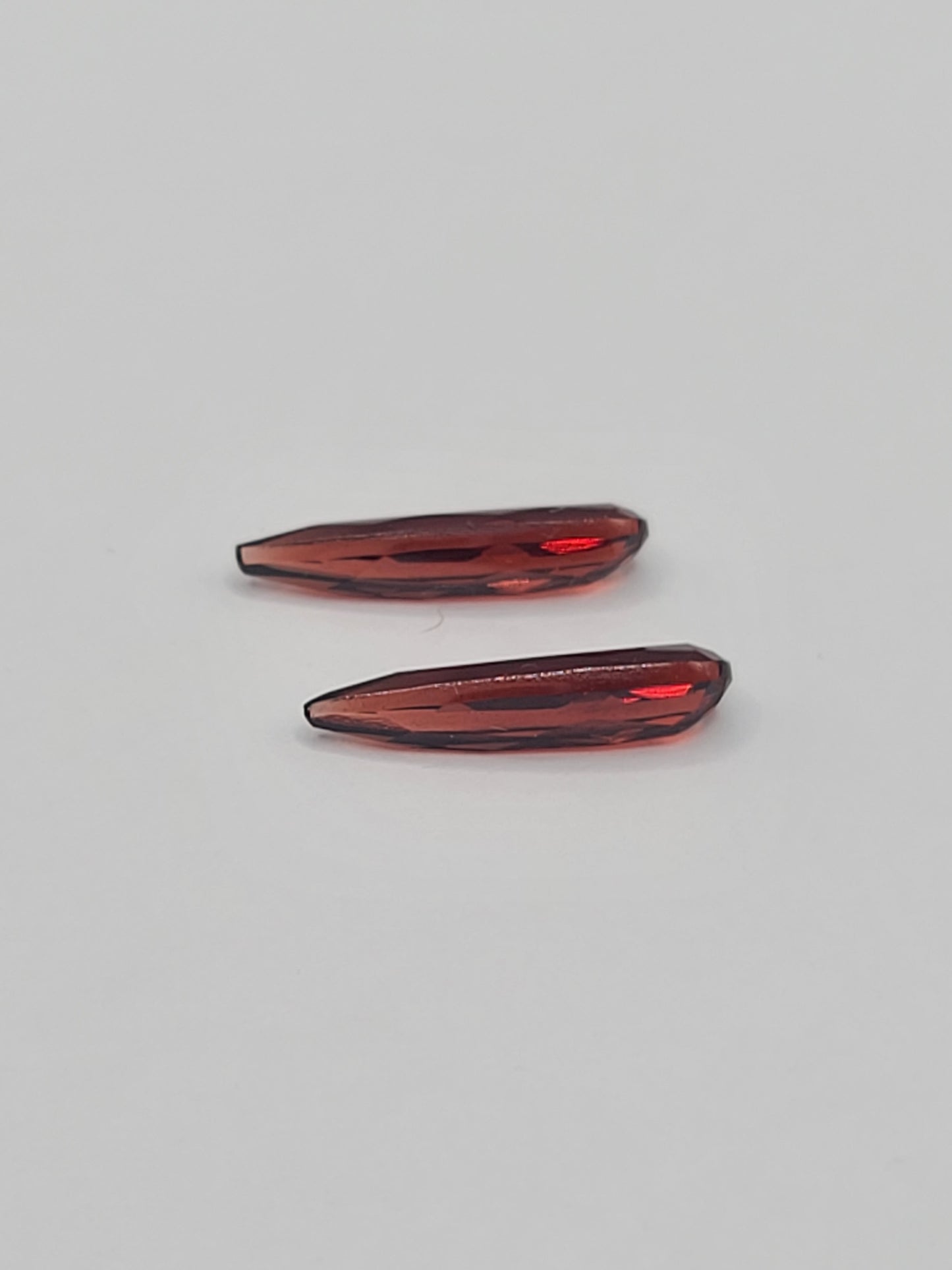 4.1ct ETW Pair of Red Garnet Gemstones - Elongated Pear Cut