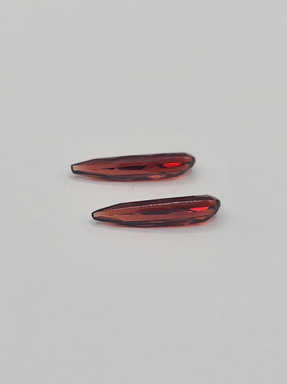 4.1ct ETW Pair of Red Garnet Gemstones - Elongated Pear Cut
