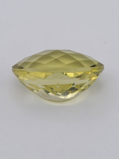 13.28ct ETW Lemon Quartz Gemstone - Oval Cut Checkerboard