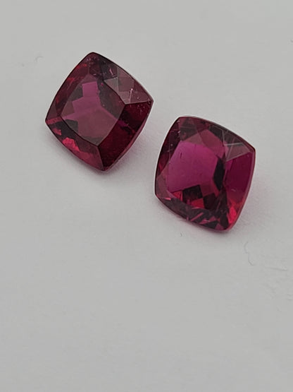 5.05ct ETW Pair of Rubellite Tourmaline Gemstones - Cushion Cut