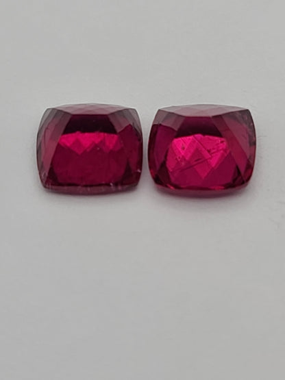 5.05ct ETW Pair of Rubellite Tourmaline Gemstones - Cushion Cut